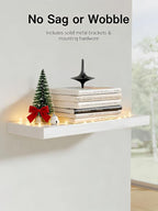 AMADA HOMEFURNISHING Floating Shelves, Paulownia Wood Wall Shelves for Bathroom/Living Room/Bedroom/Kitchen, Wood Floating Shelf for Home Storage & Organization, Set of 4 15.75" L x 5.91" W x 0.98" H