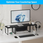 Golener Countertop Organizer Corner Shelf, 2 Tier Adjustable Stackable Corner Shelves for Kitchen, Bathroom, Spice Rack, Coffee Area, Cabinet, Dresser Table, Corner Counter Shelf Stand, Classic Black