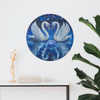 Wall Picture, with Two White Swans Printed Circular Iron Hanging Picture,Wall Art Decor,Home for Bedroom Living Room Bathroom Decor,Iron Painting 11.8X11.8 in