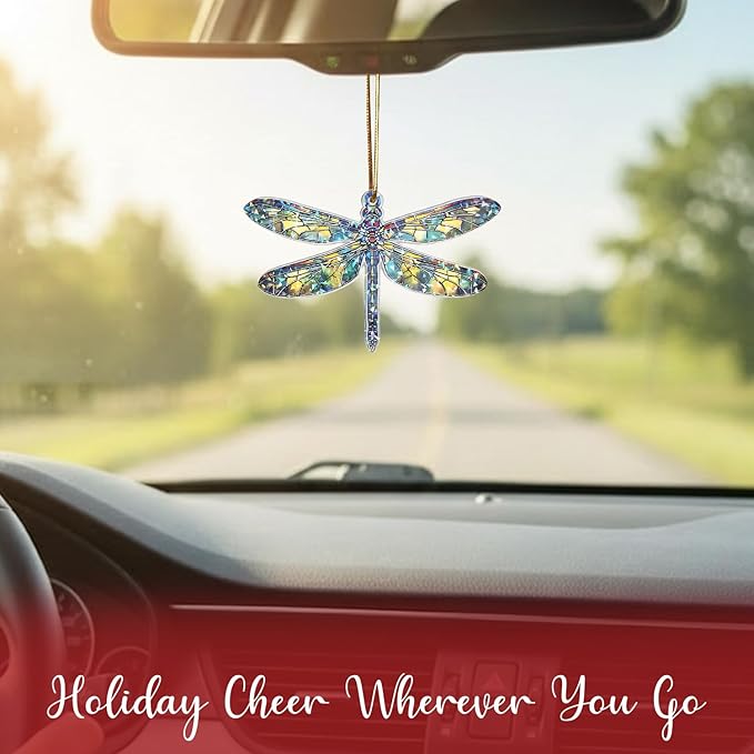 Set Two Dagonfly Ornament, Dragonfly Gift for Women, Dragonflies Decor Suncatcher Effect, Dragon Fly Stained Glass, Dragonfly Ornaments for Christmas Tree, Birthday Gift for Mom