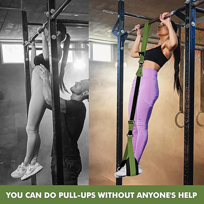 HPYGN Two Foots Pull Up Assistance Bands, Heavy Duty Resistance Band for Pull Up Bar, Adjustable Weight/Size with Fabric Feet/Knee Rest, Bands for Pull Up Assist for Strength Training, Pull Up