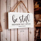 huester Christian Wood Plaque Sign, Be Still and Know Wall Decor, Christian Religious Home Wall Decor, Bible Verses Wall Decor, Be Still and Know that I am God Wall Hanging Decor, 12x6 inches