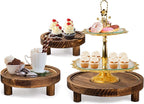 3PCS Wooden Risers for Display Wood Cake Stand for Party Round Food Risers for Buffet Wooden Holder Rustic Riser for Decor Tiered Tray Decor Home Kitchen(Rustic, 3 PCS (8”, 6”, 5”))