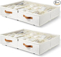 Under Bed Shoe Storage with Wheels 2 Pack, Holds 12 to 24 Pairs, Sturdy Shoe Organizer with Clear Lid, Zippers and 3 Handles, Foldable Fabric Shoe Organizer for Closet