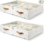 Under Bed Shoe Storage with Wheels 2 Pack, Holds 12 to 24 Pairs, Sturdy Shoe Organizer with Clear Lid, Zippers and 3 Handles, Foldable Fabric Shoe Organizer for Closet
