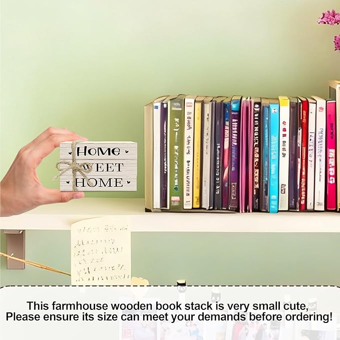 Mini Decorative Books For Home Decor, Small Wood Book Stack For Table Decor, Home Sweet Home decoration Books For Living Room Bookshelf, Farmhouse Stacked Books decoration（L52)