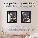 Creative Picture Frames 8.5 x 11 Magazine Frame with Full-Strength Glass, Holds Up To A 1/4" Thick Media with Installed Hangers for Easy Mounting, 11x14 Black Frame with White Mat