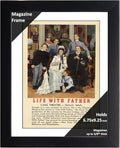 Creative Picture Frames 6.75 x 9.25 Magazine Theatre Show Frame with Full-Strength Glass, Holds Up To A 1/4" Thick Media with Installed Hangers for Easy Mounting, 8x12 Black Frame with White Mat