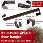 15"to 25" Wreath Door Hanger, Non Scratch Wreath Hangers for Front Door, Metal Door Wreath Hanger Hook Over the Door Hooks, Hanging Fall Easter Christmas Halloween Decor Welcome Sign- Hold Up to 20lbs
