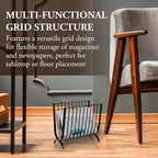 MyGift Matte Black Metal Magazine Rack, Deluxe Mid Century Wire Magazine Rack, Tabletop or Floor Standing Sling Basket for Magazines and Newspapers