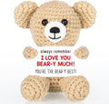 WELLBANEE Mini Crochet Bear Gifts for Her Him, Wife Husband Girlfriend Boyfriend I Love You Gift, Crochet Stuffed Animal, Anniversary Birthday Gifts, Handmade Bear Small Stuff Things
