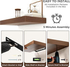 Venusmiles Floating Shelves for Wall, 72 Inch Wide x 12 Inch Deep Floating Shelves, Long Wood Floating Wall Shelf Shelves for Living Room Bathroom Bedroom Kitchen Home - (Walnut, 72" W x 12" D x 2" H)