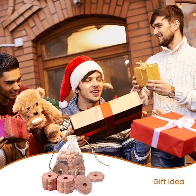 Homode Cedar Rings for Clothes Storage, 48 Pcs Cedar Blocks Cedar Chips for Closets and Drawers, Scented Flowers Cedarwood for Closets Closet Freshener