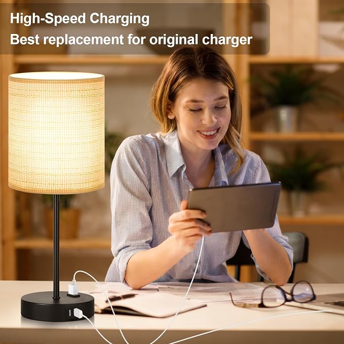 Lynnoland Set of 2 Touch Control Table Lamps, 3-Way Dimmable Bedside Nightstand Lamps for Bedroom Living Room Nursery, 800 Lumens 3000K Warmlight Bulbs Included