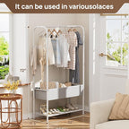Clothes Garment Coat Rack Drying Clothing Racks Metal Freestanding for Hanging Clothes Portable Closet for Laundry Bedroom White