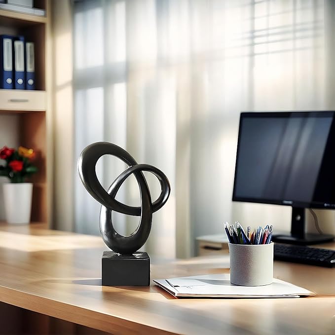 Dosker Knot Decor Mobius Stripe Statue,Modern Abstract Sculpture for Home Decor,Coffee Table Decor for Living Room,Office(Black)