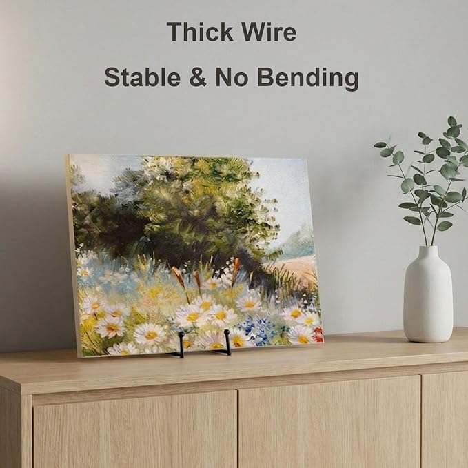 Hoewina 3 Pack 6 Inch Plate Stands for Display, Metal Picture Frame Stand, Black Decorative Small Easels for Display, Picture Holder Stand for Book , Photo and Platter, Plaques, Tabletop Art