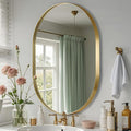 Gold Oval Mirror, 26"x38" Oval Bathroom Mirror, Brushed Gold Mirror with Aluminium Alloy Frame, Anti-Rust, Tempered Glass