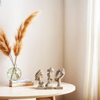 aboxoo 3 Pcs Thinker Statue, Silence is Gold, See No Evil Hear No Evil Speak No Evil Statues, Modern Resin Sculptures Decor for Living Room, Home, Office Study (Sandy)