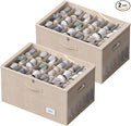 2 Pack Shoe Organizer for Closet Large Shoe Box Storage Containers with Clear Window Space Saving Shoe Bin with Foldable Bottom Support Adjustable Dividers Fits 36 Pairs (Beige, (24.4*16.5*13inch)x2)