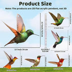 Bird Acrylic Hanging Ornament - 8Pcs Flying Birds Christmas Tree Ornaments, Xmas Tree Ceiling Pendants with Lanyard Tote Rearview Mirror Window Charms Gift for Men Women (Hummingbird 2)