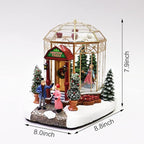 Christmas Village Lighted Tree Shop by Moments in Time LED Musical Holiday Building with Battery Operation, Handcrafted Décor for Christmas Village Display 7.5”
