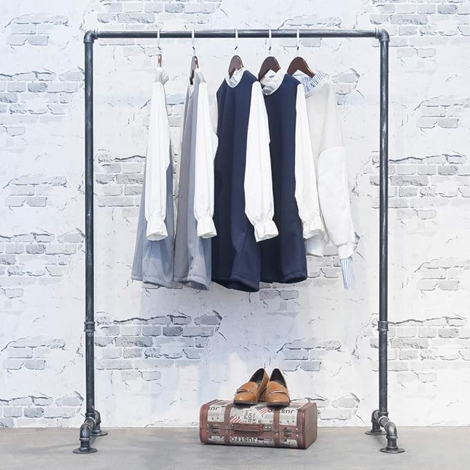 Industrial Pipe Clothing Rack 59in,Clothes Racks for Hanging Clothes,Heavy Duty Display Garment Rack