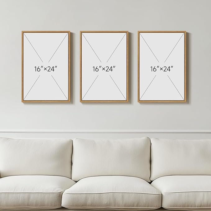 Framed William Morris Canvas Wall Art Set of 3, Vintage Boho Floral Paintings Prints, Rustic Farmhouse Botanical Artwork for Living Room, Bedroom, Hallway or Office, 16x24 Inch