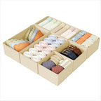 DIMJ Drawer Organizers Clothes, Set of 6 Dresser Organizer Bins, Fabric Closet Organizers and Storage, Shallow Drawer Dividers for Nursery, Clothing, Baby Clothes, Socks, Underwears, Tie (Beige)