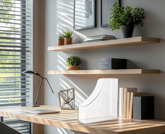 2 Pack Vertical File Holder Clear Acrylic Desk Organizer Storage Bins Holding Plastic Document Organizer Clear PET Magazine Holder Basics Vertical Magazine Rack for Home Office School