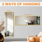 TRAHOME Standing Mirror Full Length Mirror,15" x 56" Large Floor Mirror with Aluminium Frame for Door Bedroom Bathroom Living Room(Gold)