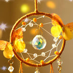 Artilady Dream Catcher for Girls - Butterfly Small Yellow Dream Catchers with Crystals Cute Room Decor for Teen Girls Boys Boho Bedroom Wall Home Decorations Birthday Christmas Women Gifts