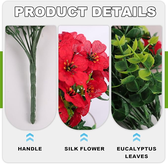 2PCS Artificial Hanging Flowers, 132 Violet and Eucalyptus Vines Fake Hanging Plants for Wall Home Room Garden Artificial Flowers for Decoration