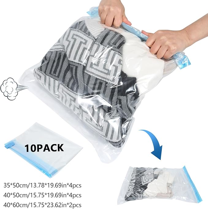 Heavy-Duty Extra Large Moving Bags with Zippers,Extra Large Storage Bag Set Heavy Duty Moving Totes Dual-Way Carrying Design,College Dorm,Christmas Storage Bag(Blue,6 Moving bag & 10 Vacuum Seal Bags)