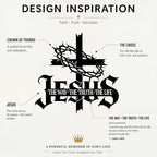Jesus Wall Art Cross Wall Decor with Crown of Thorns - Metal Christian Wall Art "The Way The Truth The Life" Sign, Black Iron Religious Wall Art & Christian Wall Decor for Home Living Room Church