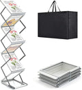 6 Pockets Aluminum Foldable Magazine Rack Floor, Brochure Magazine Display Stand, Brochure Holder, Literature Rack with Carrying Bag for Trade Shows, Exhibition, Office, Retail Store