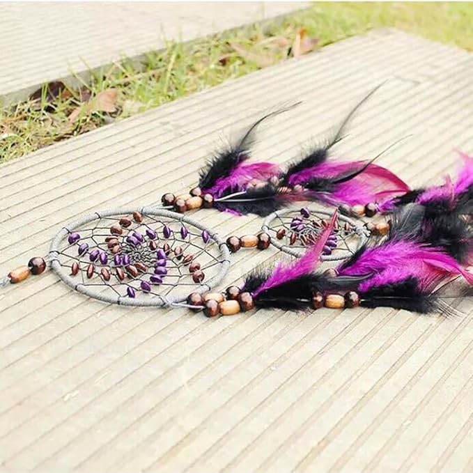 Ornerx Purple Black Dream Catcher for Home Decor 21" Long