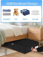 6.7-Inch Tall Under Bed Storage Bin with Zipper, Underbed Storage Container w/Rigid Sides & Bottom, Large Clothes Organizer Box for Bedroom, Dorm, Couch, Dressers, 30x15x6.7 Inches, Black
