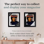 Creative Picture Frames 9.75 x 11.75 Magazine Frame with Full-Strength Glass, Holds Up To A 1/4" Thick Media with Installed Hangers for Easy Mounting, 11x14 Black Frame with White Mat