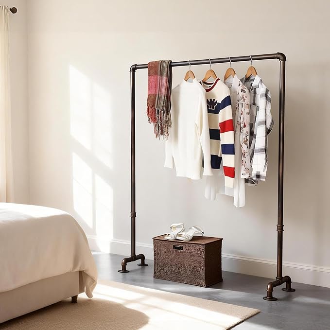 Industrial Pipe Clothing Rack 59in,Clothes Racks for Hanging Clothes,Heavy Duty Garment Display Rack