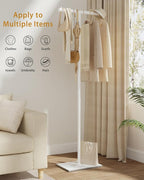 OUTBROS Metal Coat Rack, Coat Tree with Rock Base, T Shaped Freestanding Clothe Rack, Coat Hanger Stand Suitable for Bedroom, Hallway, Entrance, 68.9 Inches High, White