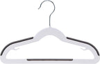 Amazon Basics Plastic Kids Clothes Hangers, Non-Slip, White and Black, 12.8" x 8" x 0.2", 30-Pack