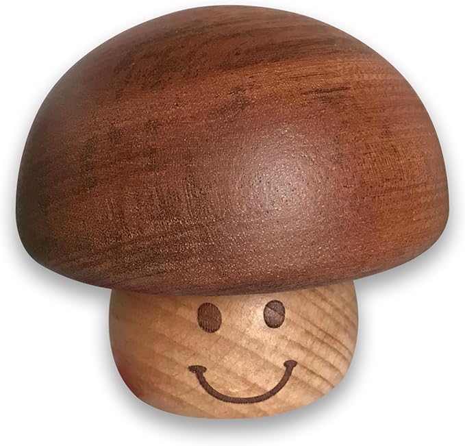 BinkeGG Play (Twinkle Twinkle Little Star) Walnut Mushroom Shaped Clockwork Music Box with Sankyo Musical Movement (65 Tunes Option)