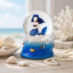 Mermaid Snow Globe Music Box with Light, Plays You are My Sunshine, Blue Ocean Musical Snow Globe Gift for Women, Wife, Girlfriend, Daughter, Mom, Birthday Anniversary Christmas Decor