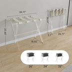 Sumerflos Acrylic Luggage Rack for Guest Room - Foldable Suitcase Stand with Leather Straps for Bedroom Living Room Hotel Heavy-Duty, Holds up to 50-100 lb lightweight Space Saving (Beige & Handle - 2 Pcs)