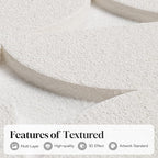 Large 3D Textured Framed Abstract Wall Art for Living Room, Set of 3 Modern White Paintings Artwork for Walls, Minimalist All White Geometric Pictures for Bedroom Hallway Office Wall Decor 24x36 In