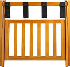Casual Home Foldable Solid Wood Fully-Assembled Luggage Rack, 26.75"Wide with Shelf, Honey Oak