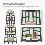 CHOEZON 70.1-Inch 5-Tier Tall Corner Shelf, Narrow Bookshelf for Small Spaces, Industrial Bookcase Display Stand for Living Room, Bedroom, Office, Black TCJ25BB