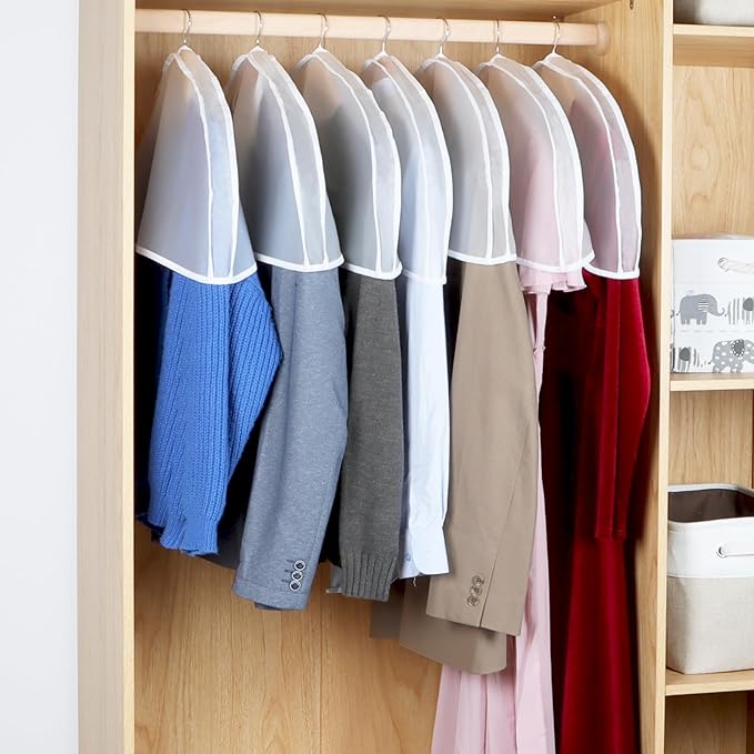 Zilink Shoulder Covers for Clothes Hanger Covers Breathable Garment Covers for Hanging Dress Shoulder Cover with 2" Gusset for Suit, Coats, Jackets, Dress Closet Storage (Set of 30)