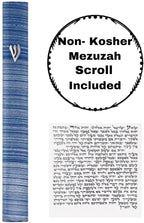 A&S Mezuzot Aluminum Mezuzah Case with 3D Painted Shin Design Easy Peel and Stick Judaica Door Mezuzah for Parchment Scroll (Blue/White, 6 Inches)